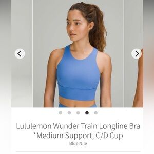 Lululemon Wunder Train longline size 8 bra